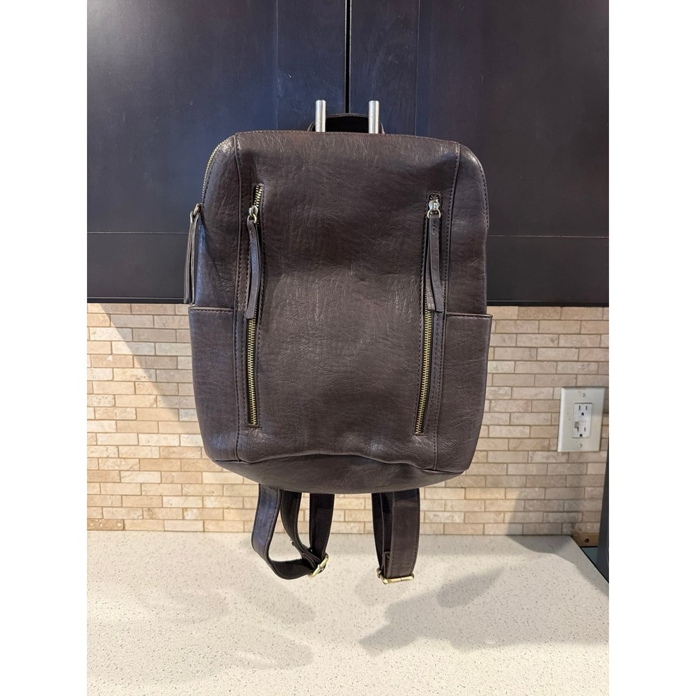 Joy Susan Brown Vegan Leather Backpack Purse Distressed Convertible Bag NWT